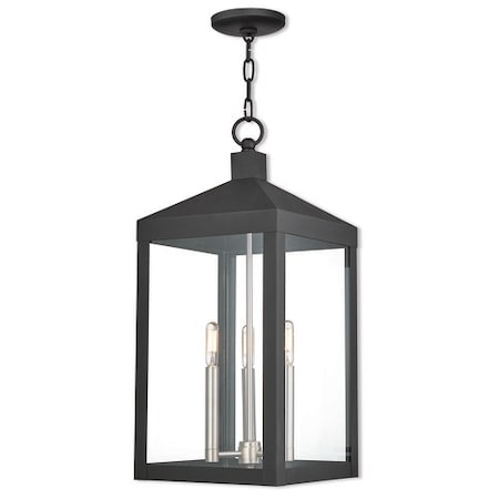 Livex Lighting Nyack 3 Light Black Outdoor Pendant Lantern 20587-04